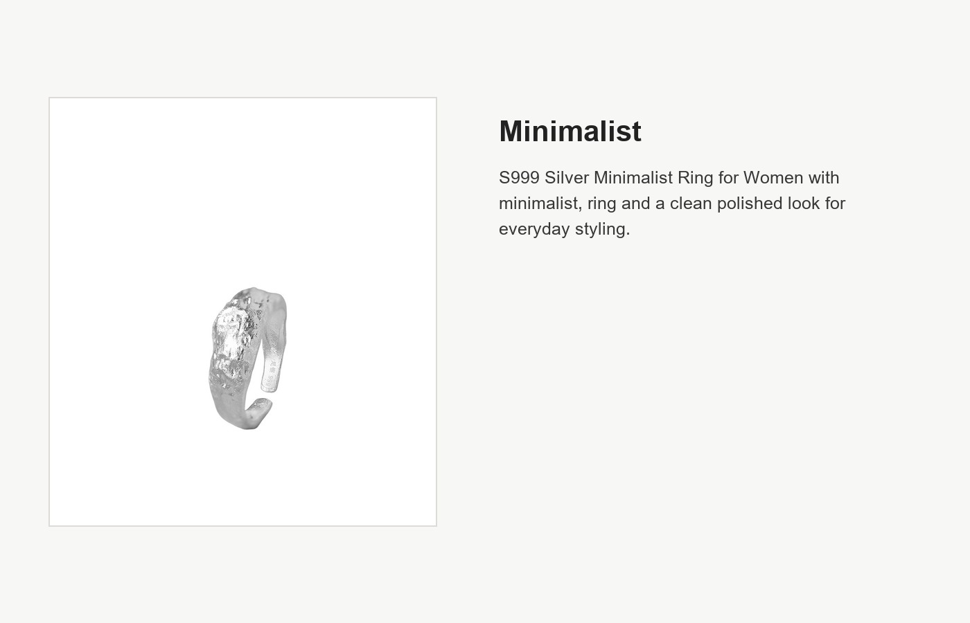 S999 Silver Minimalist Ring for Women detail image
