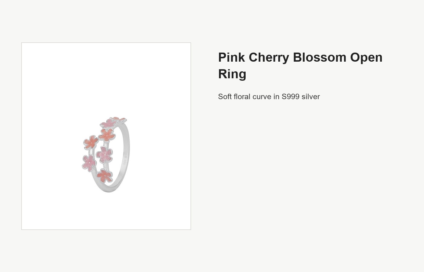 S999 Silver Pink Cherry Blossom Open Ring for Women detail image