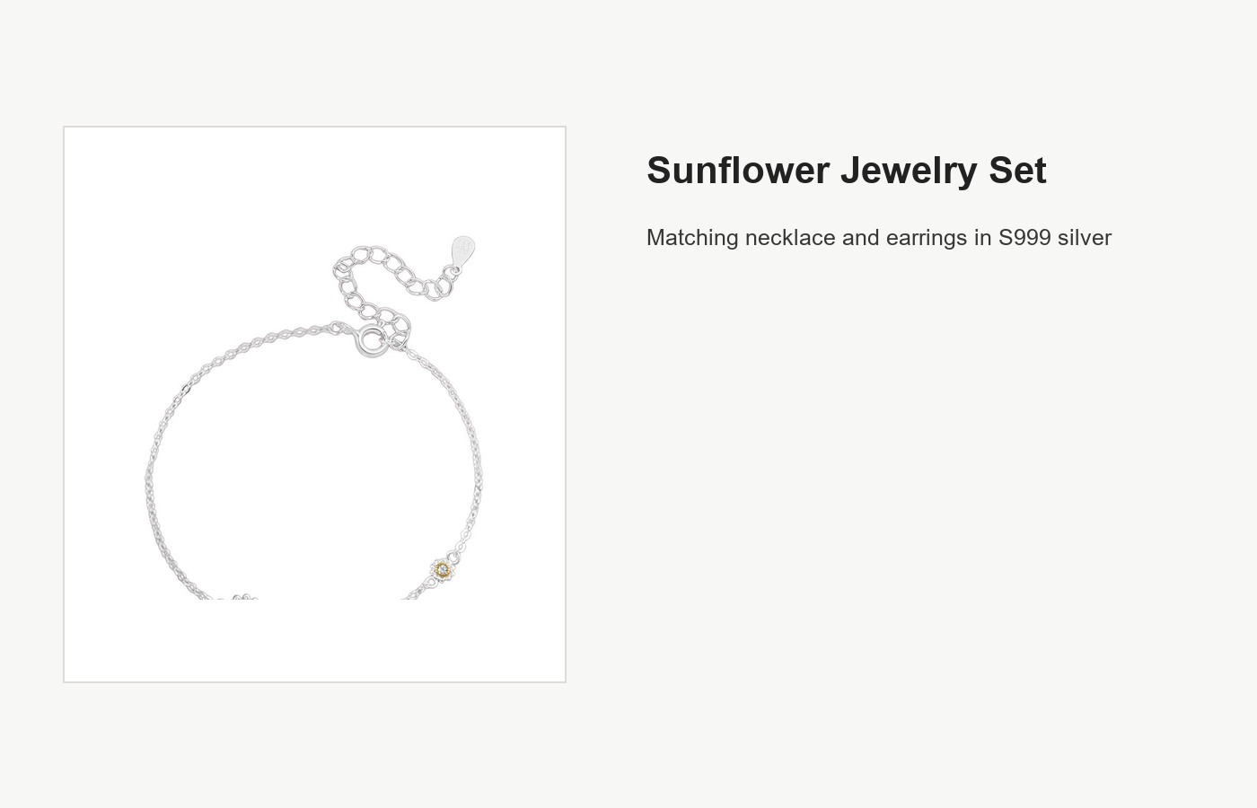 S999 Silver Sunflower Necklace and Earring Jewelry Set detail image