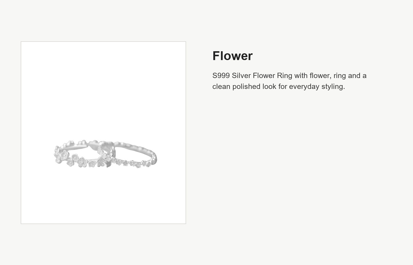 S999 Silver Flower Ring detail image