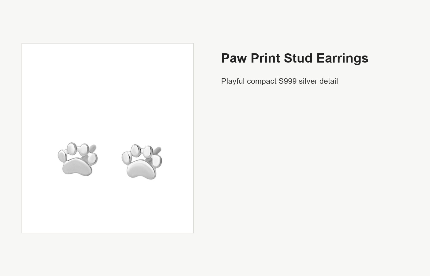 S999 Silver Paw Print Stud Earrings for Women detail image