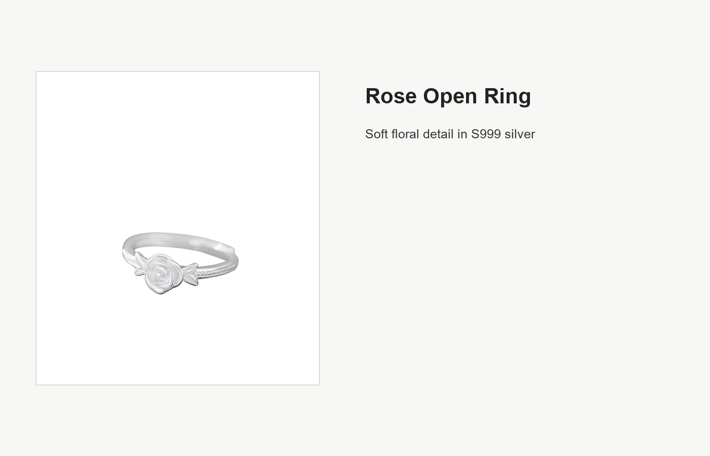 S999 Silver Rose Open Ring with Soft Floral Detail detail image