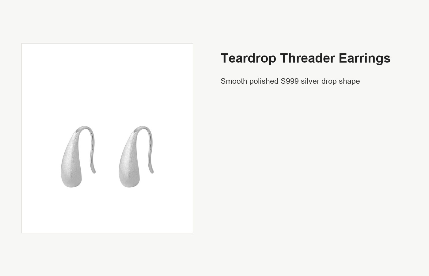 S999 Silver Teardrop Threader Earrings for Women detail image
