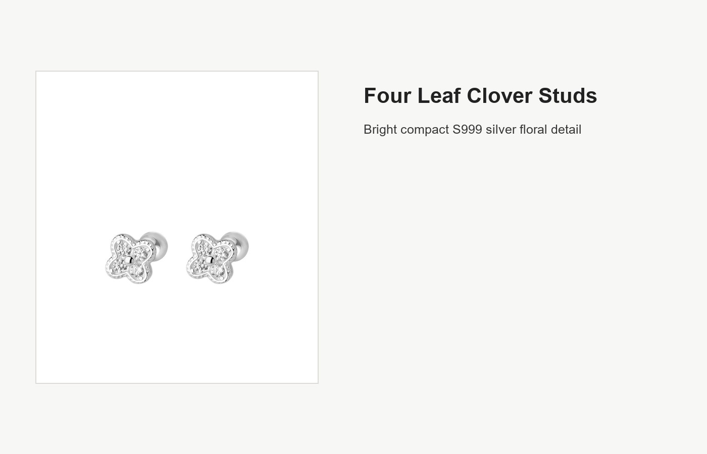 S999 Silver Four Leaf Clover Screw Back Stud Earrings detail image