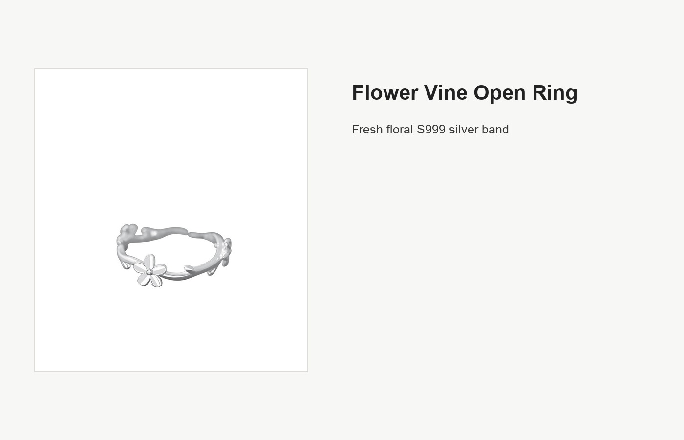 S999 Silver Flower Vine Open Ring for Women detail image