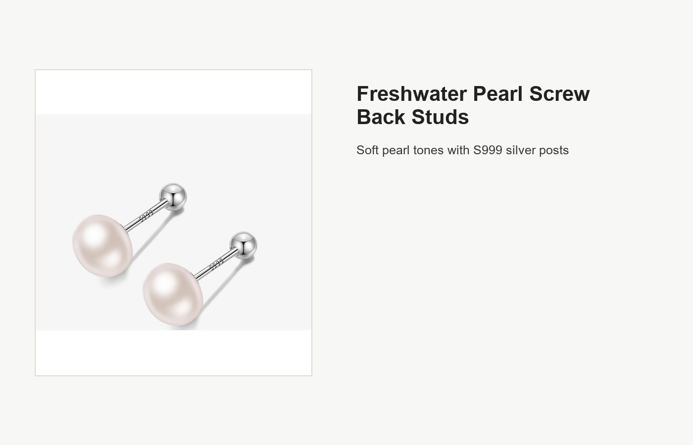 S999 Silver Freshwater Pearl Screw Back Stud Earrings detail image