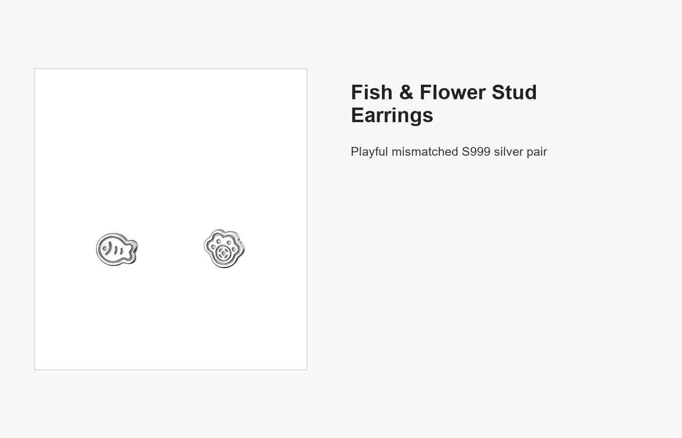 S999 Silver Fish and Flower Stud Earrings for Women detail image