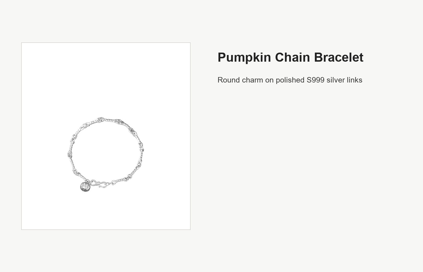 S999 Silver Pumpkin Chain Bracelet with Round Drop Charm detail image