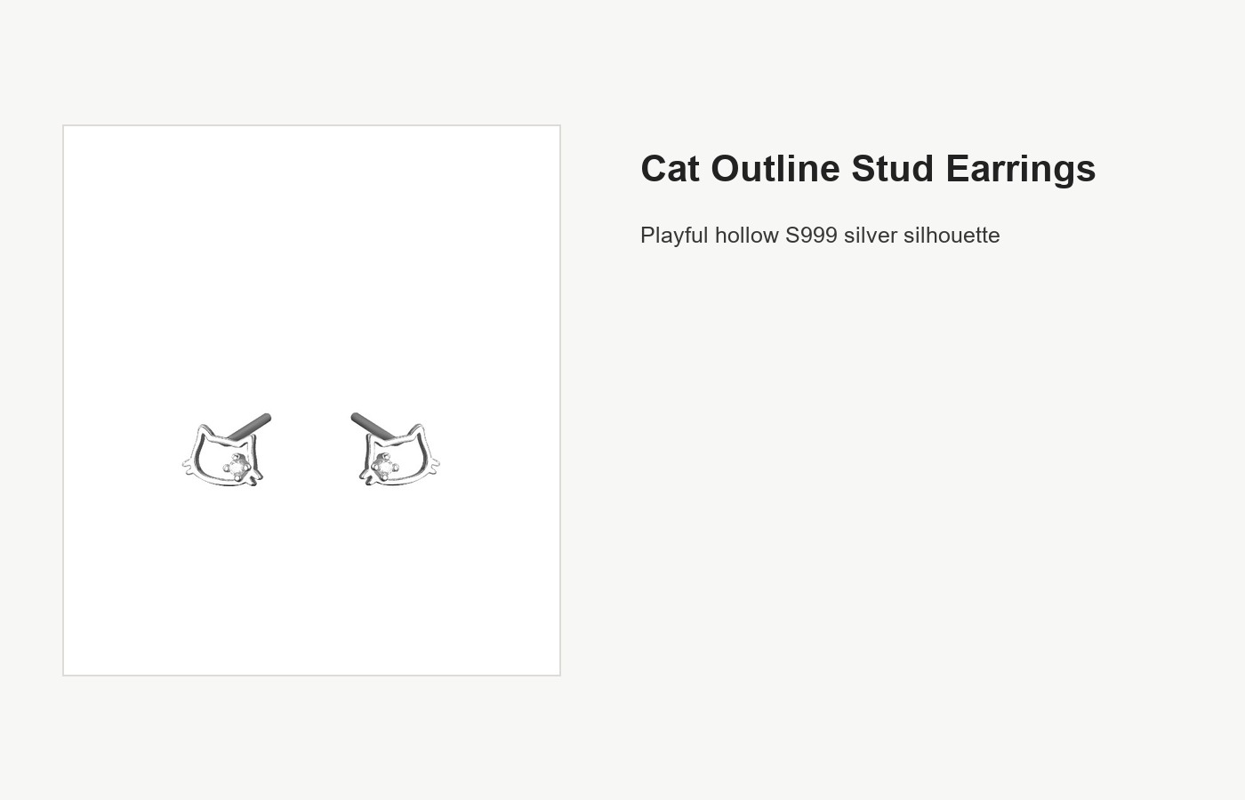 S999 Silver Cat Outline Stud Earrings for Women detail image