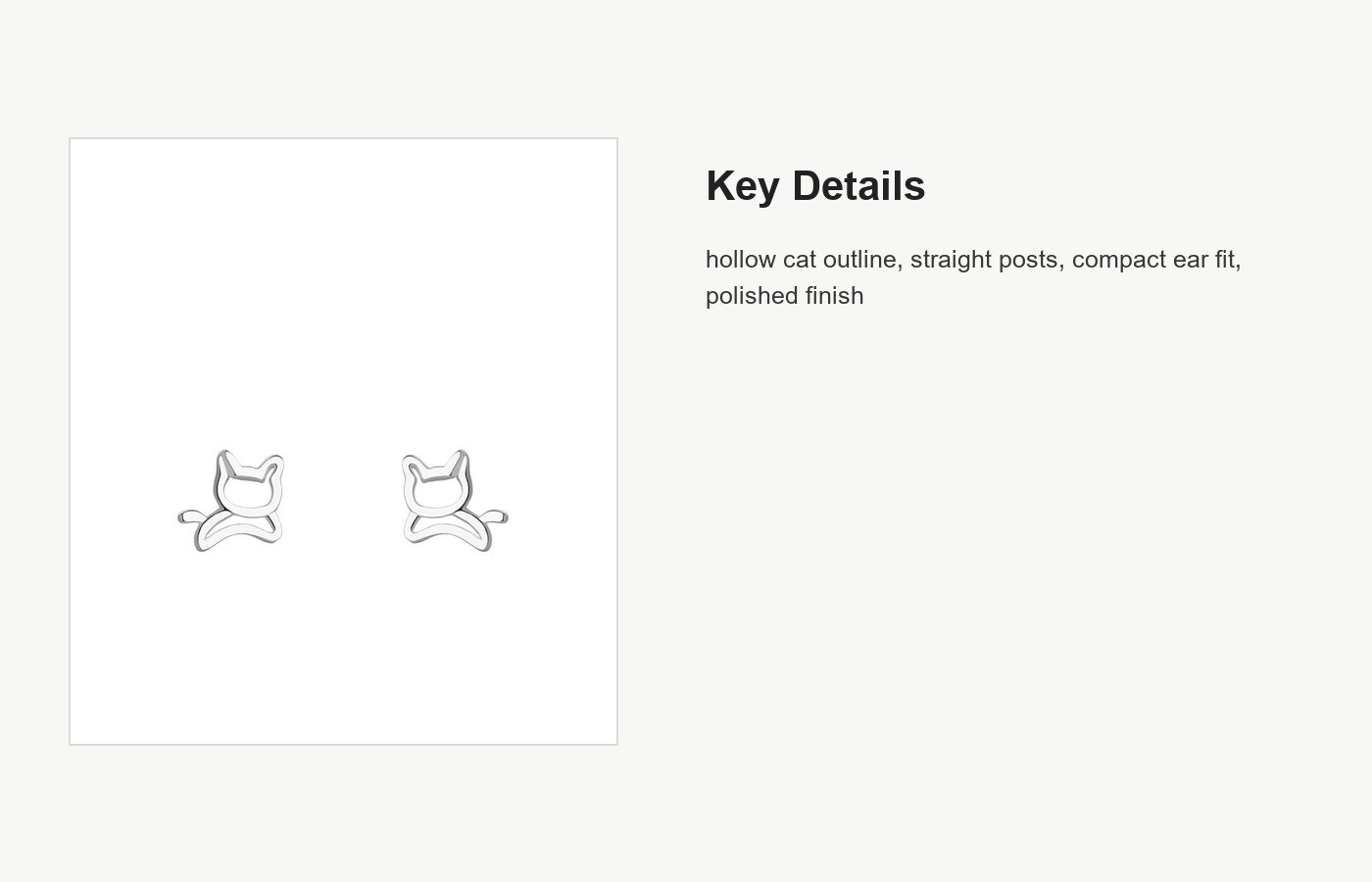 S999 Silver Cat Outline Stud Earrings for Women detail image