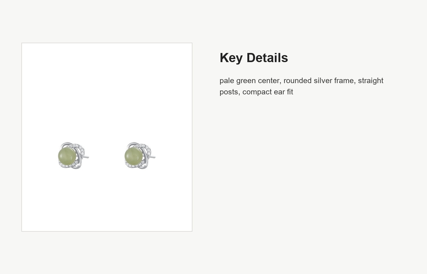 S999 Silver Hetian Jade-Style Stud Earrings for Women detail image