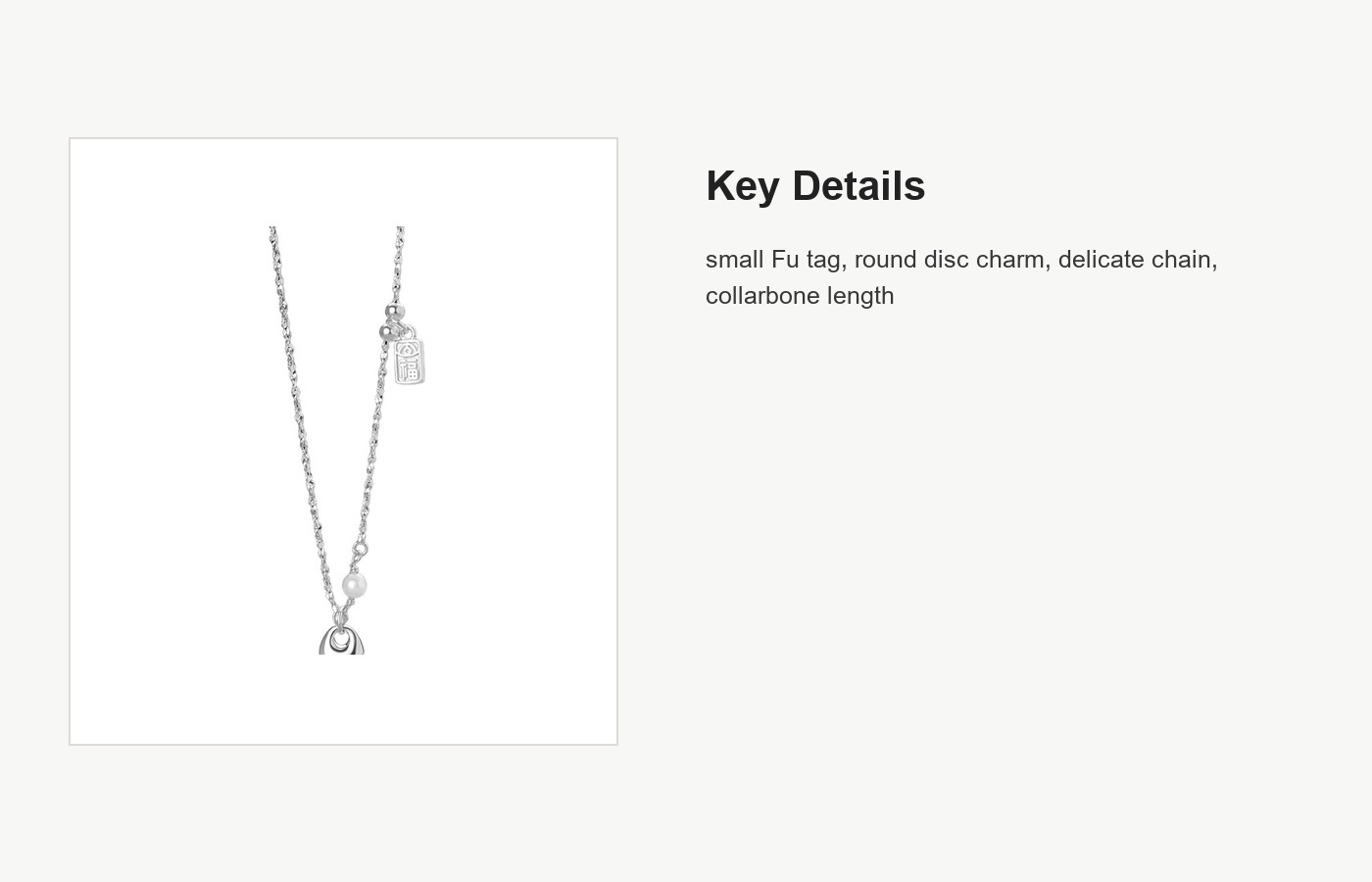 S999 Silver Fu Tag Pendant Necklace with Disc Charm detail image