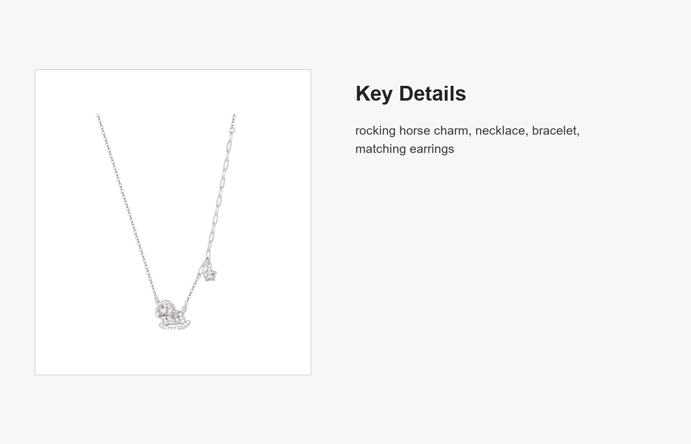 S999 Silver Lucky Rocking Horse Jewelry Set for Women detail image