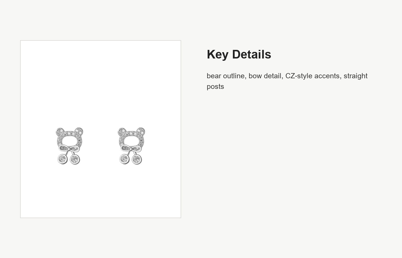 S999 Silver Bear Bow Stud Earrings for Women detail image