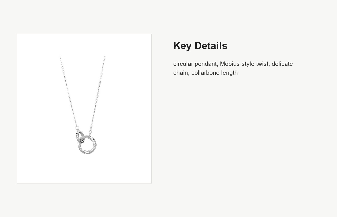 S999 Silver Mobius Ring Pendant Necklace for Women detail image