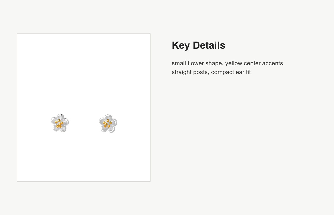 S999 Silver Yellow Flower Stud Earrings for Women detail image