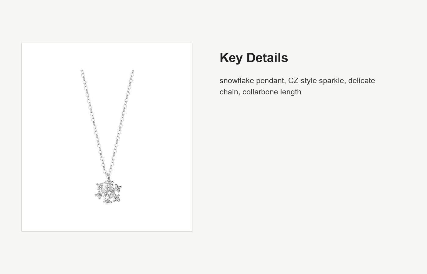 S999 Silver Snowflake Pendant Necklace for Women detail image