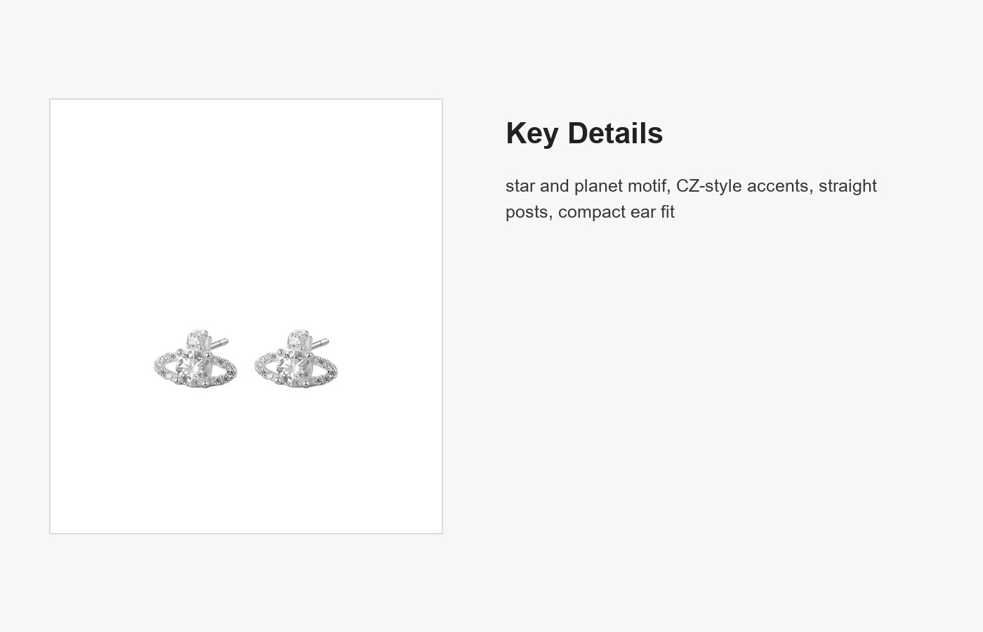 S999 Silver Star Planet CZ Stud Earrings for Women detail image