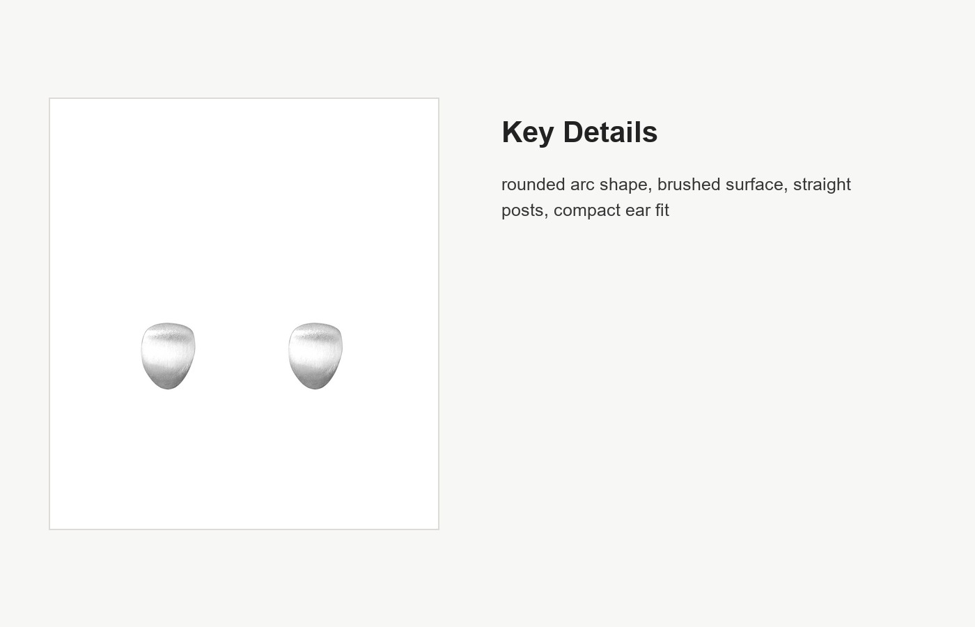 S999 Silver Brushed Arc Stud Earrings for Women detail image