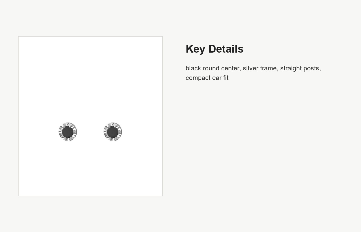 S999 Silver Black Onyx-Style Stud Earrings for Women detail image