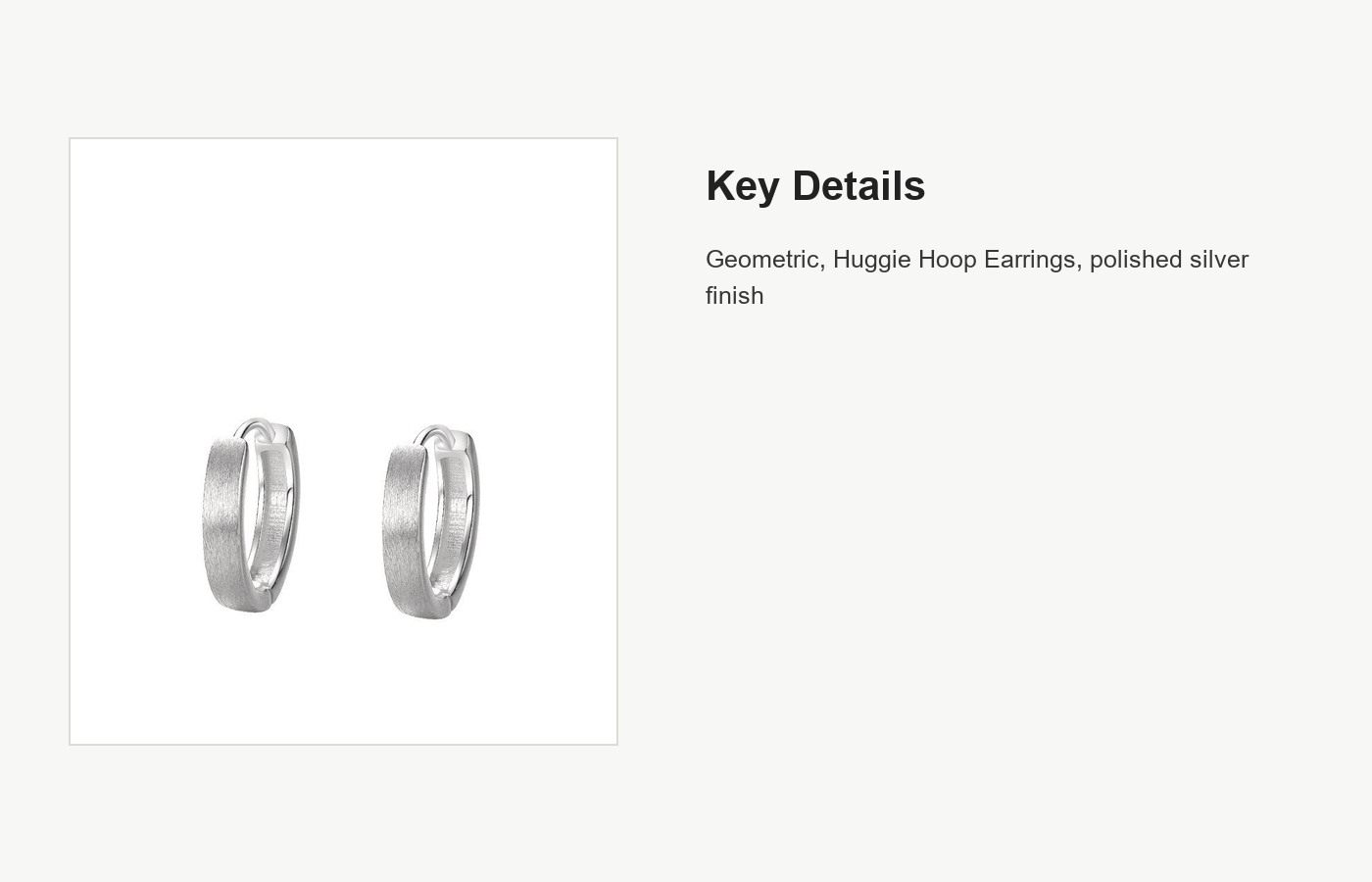 S999 Silver Geometric Huggie Hoop Earrings for Women detail image