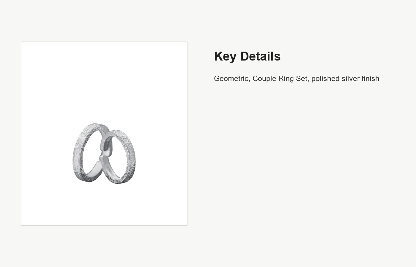 S999 Silver Geometric Couple Ring Set for Women and Men detail image