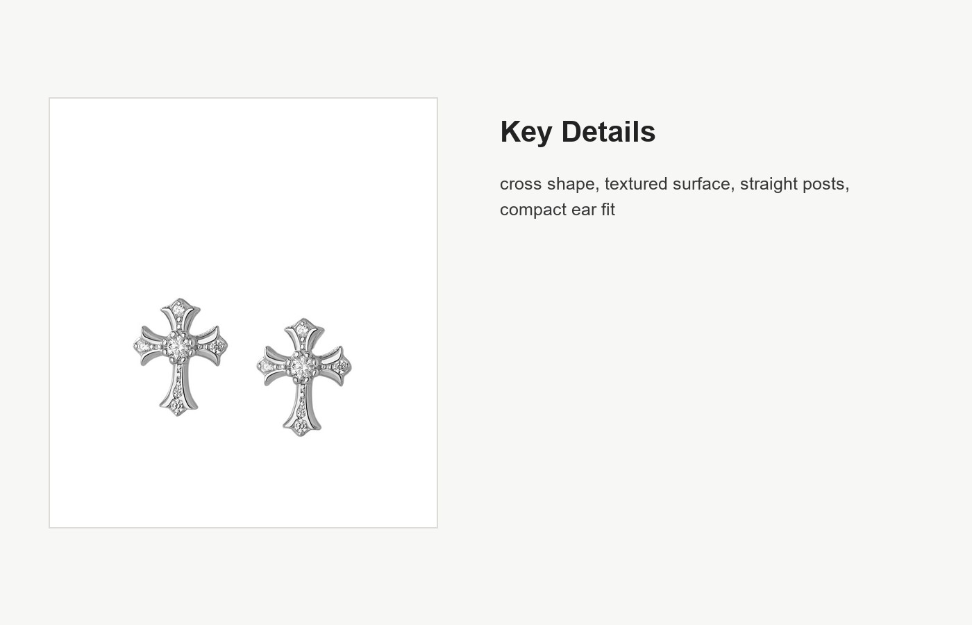 S999 Silver Gothic Cross Stud Earrings for Women detail image