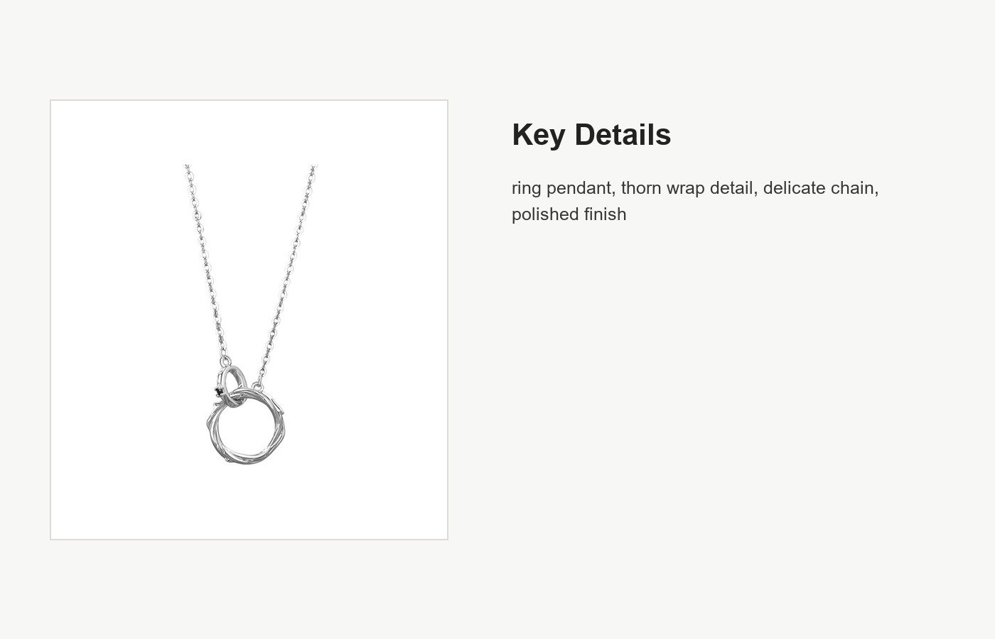 S999 Silver Thorn Ring Pendant Necklace for Women detail image
