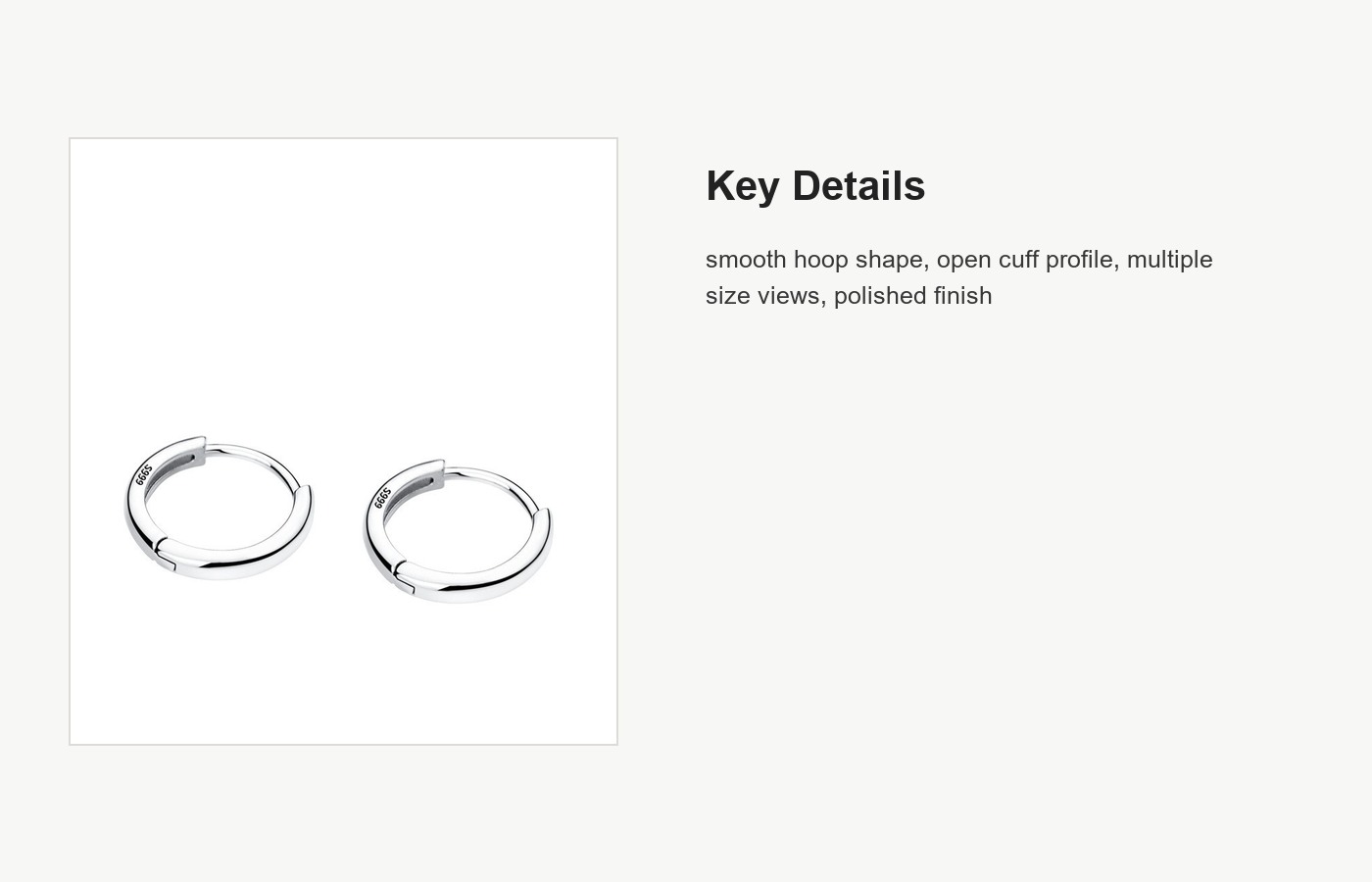 S999 Silver Simple Hoop Ear Cuffs, Multiple Size Options detail image