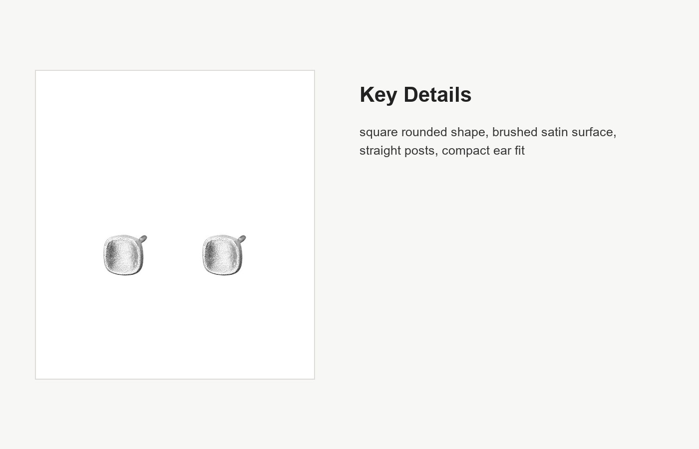S999 Silver Square Brushed Stud Earrings for Women detail image