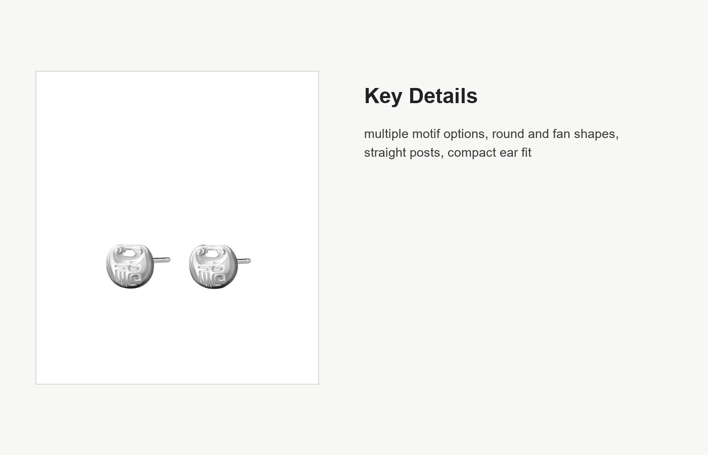 S999 Silver Modern Chinese Multi Motif Stud Earrings detail image