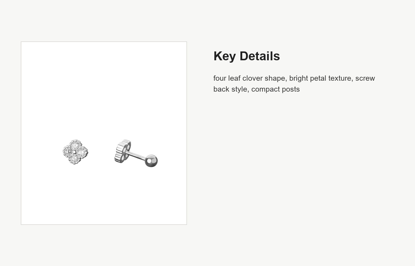 S999 Silver Four Leaf Clover Screw Back Stud Earrings detail image