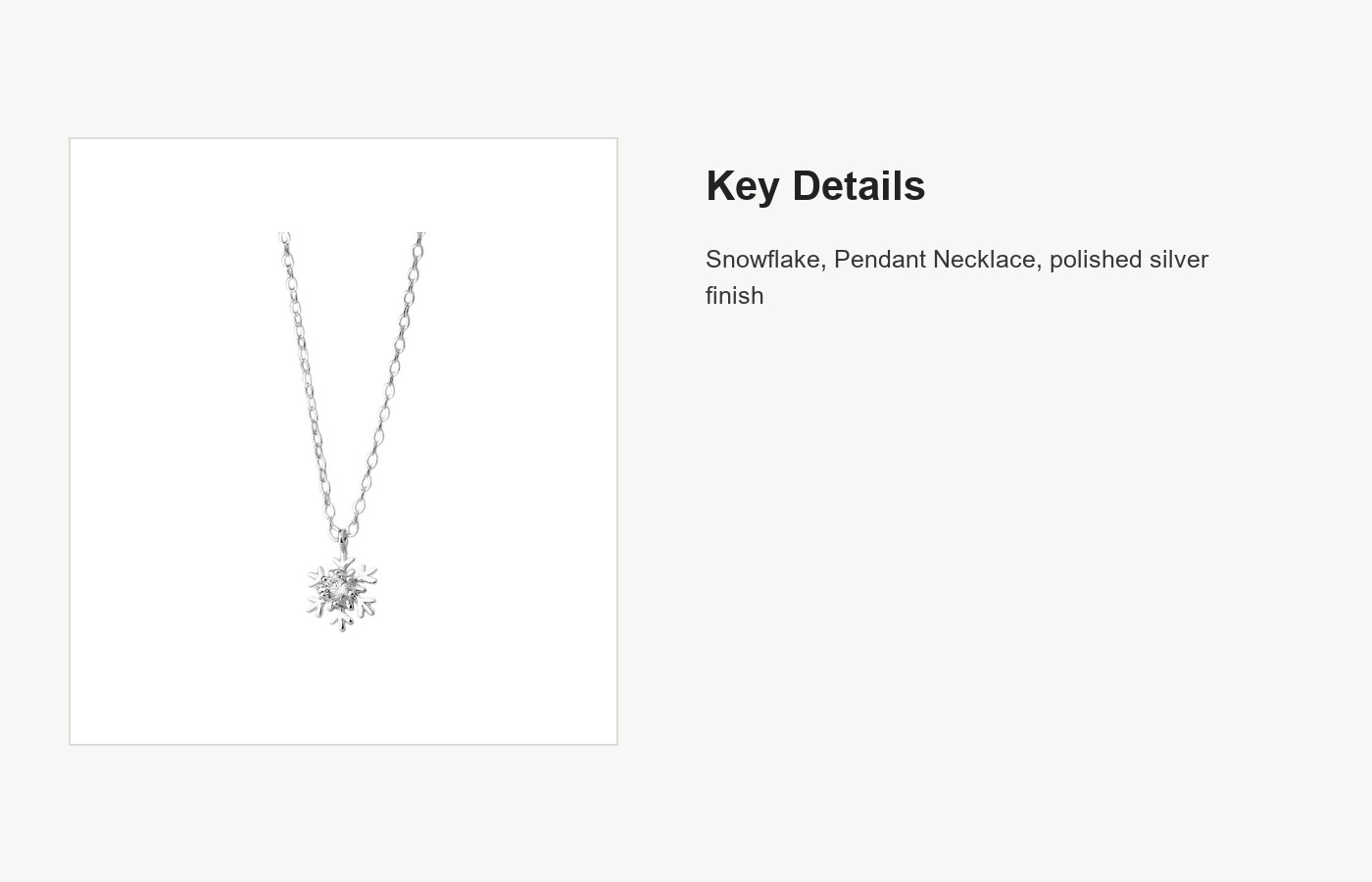 S999 Silver Snowflake Pendant Necklace for Women detail image