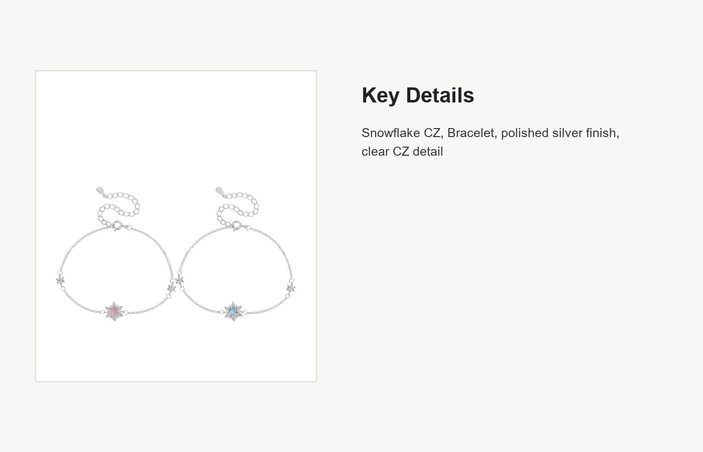 S999 Silver Snowflake CZ Bracelet detail image