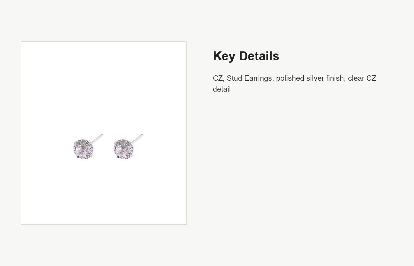 S999 Silver CZ Stud Earrings for Women detail image