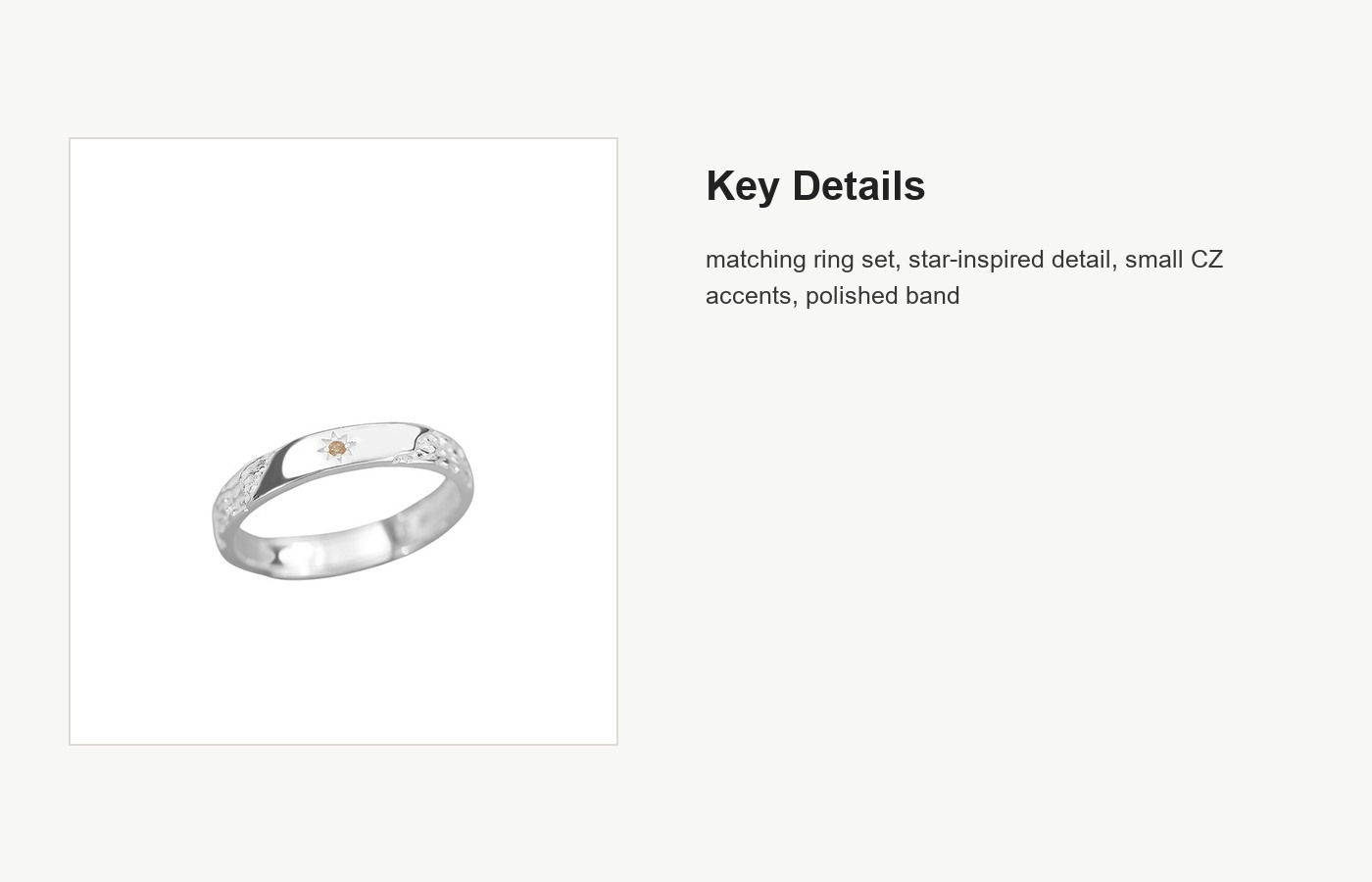 S999 Silver Eight Point Star Couple Ring Set with CZ Detail detail image
