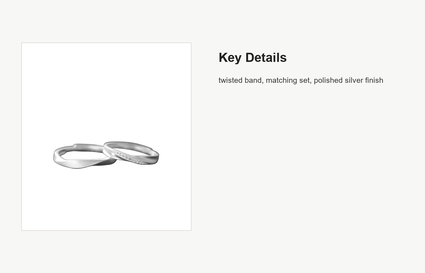 S999 Silver Mobius Couple Ring Set for Women and Men detail image