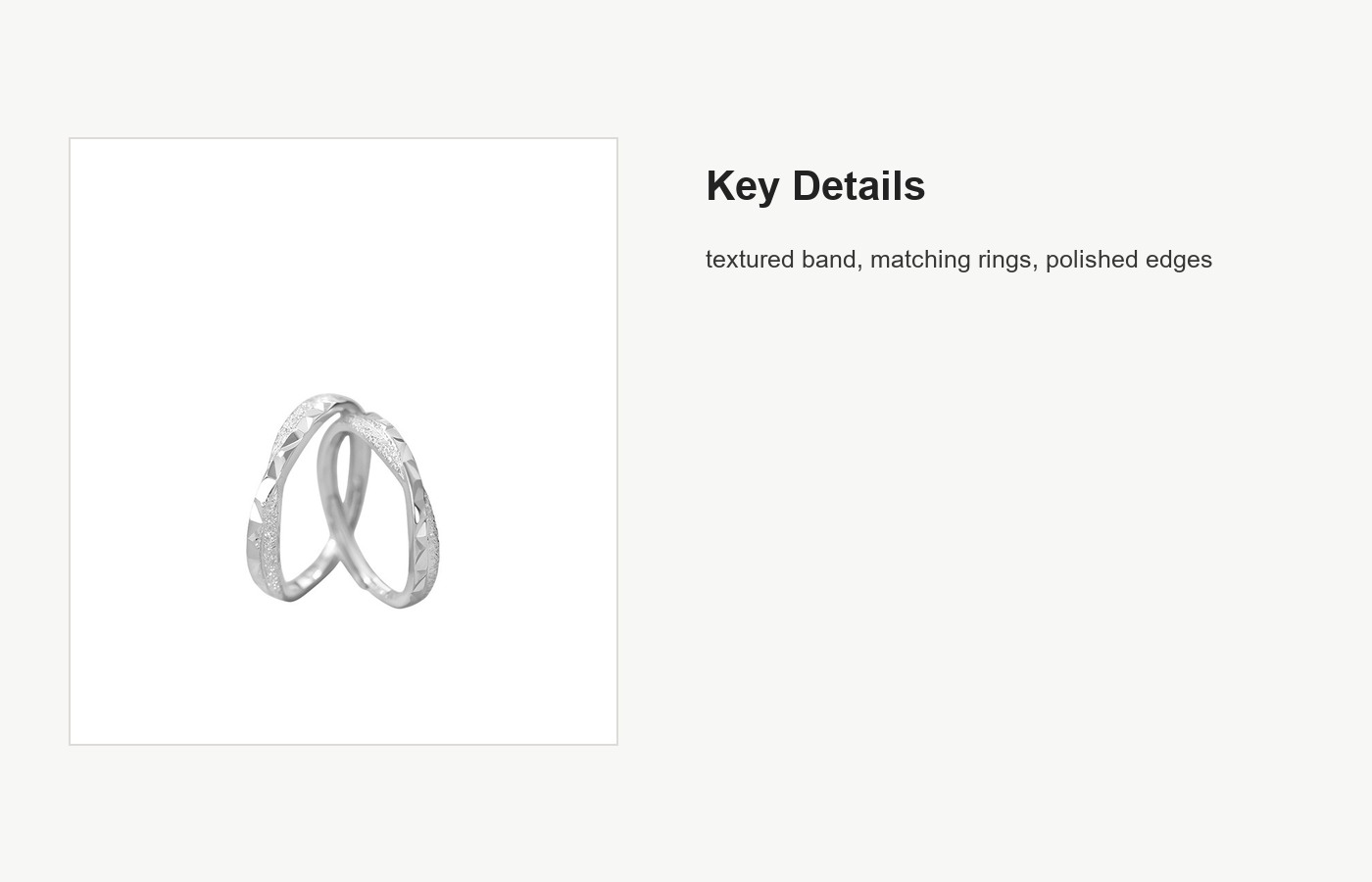 S999 Silver Shimmer Texture Couple Ring Set for Women and Men detail image