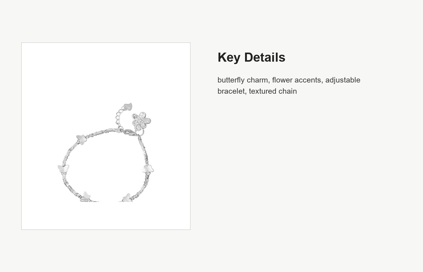 S999 Silver Butterfly Flower Bracelet for Women detail image