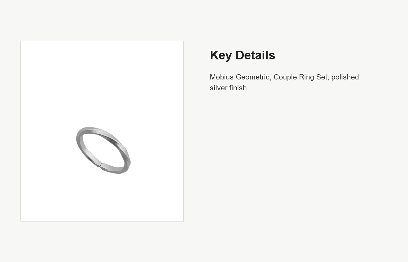 S999 Silver Mobius Geometric Couple Ring Set for Women and Men detail image