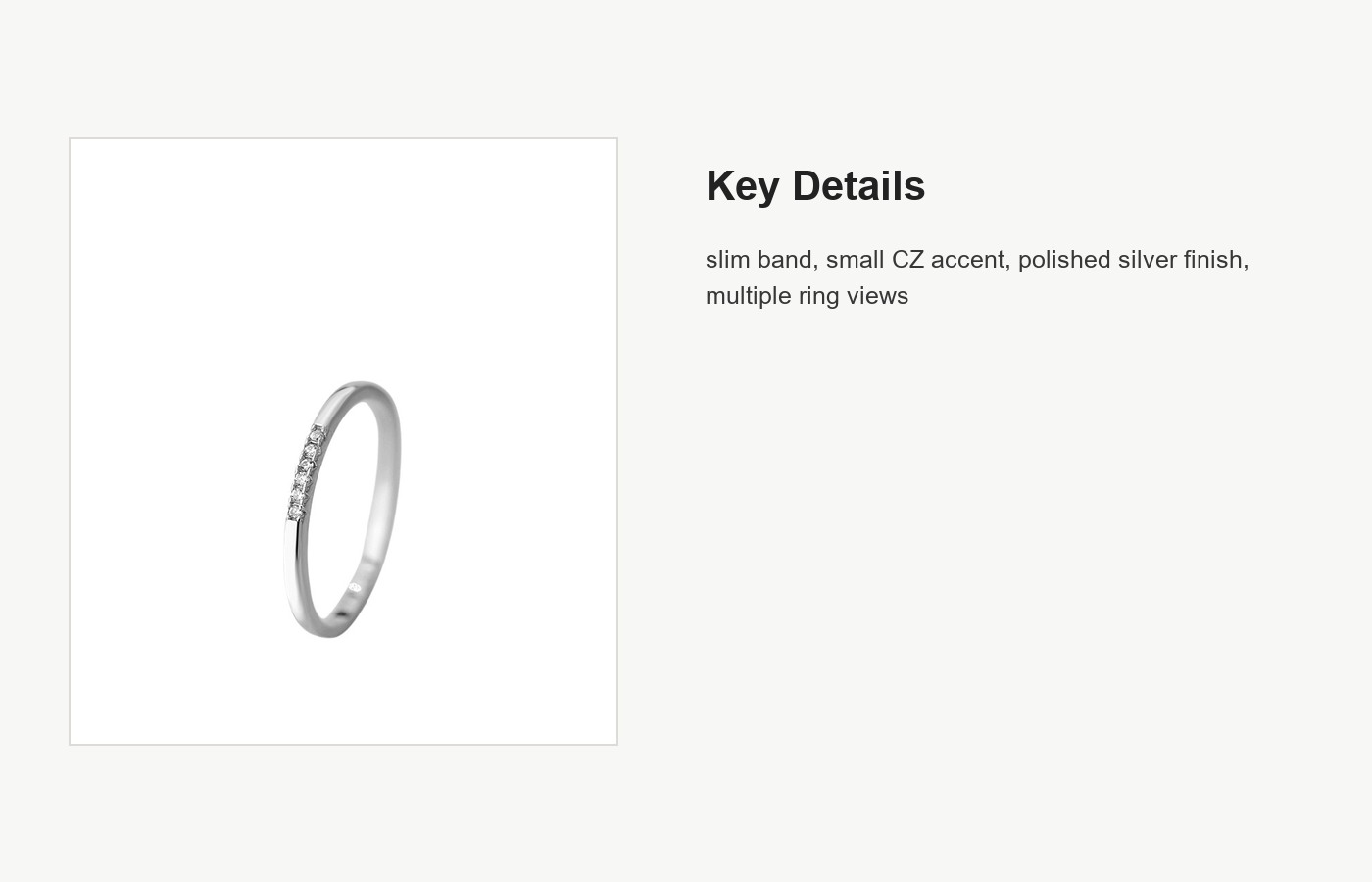 S999 Silver Minimalist CZ Ring for Women detail image
