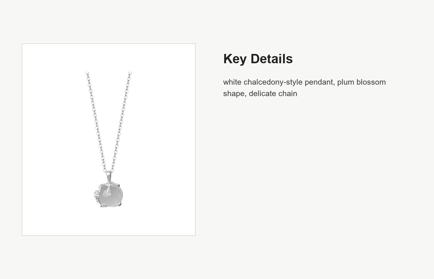 S999 Silver White Chalcedony Plum Blossom Necklace for Women detail image