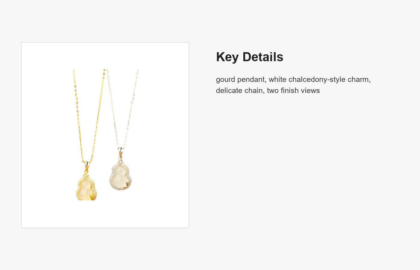S999 Silver White Chalcedony Gourd Pendant Necklace for Women detail image