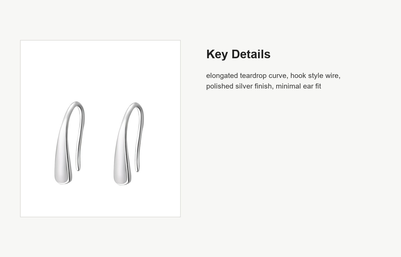 S999 Silver Teardrop Hook Earrings for Women detail image