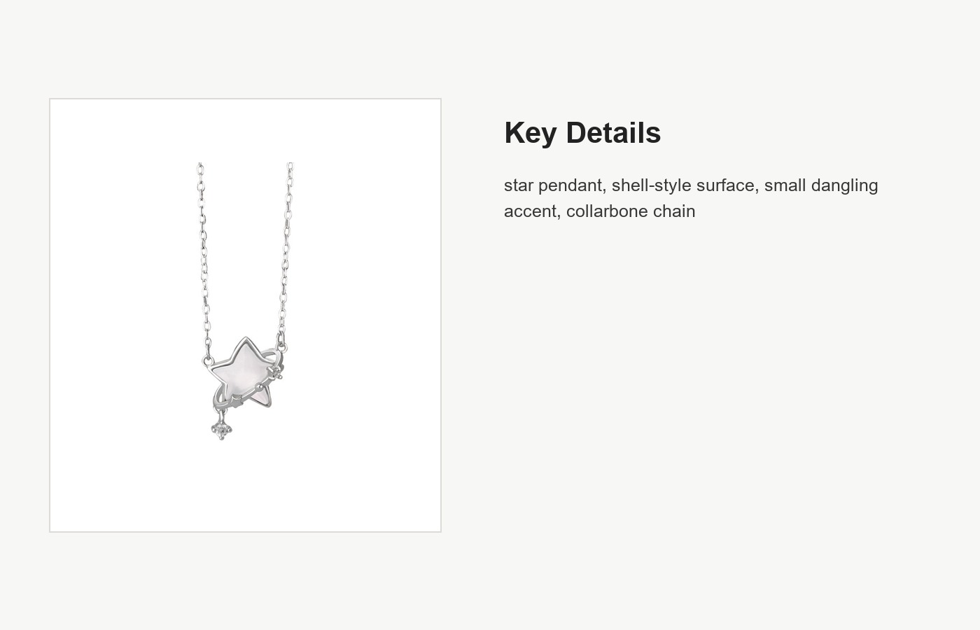 S999 Silver Shell Star Pendant Necklace for Women detail image