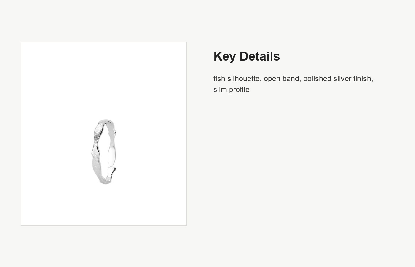 S999 Silver Fish Open Ring for Women, Playful Minimal Design detail image