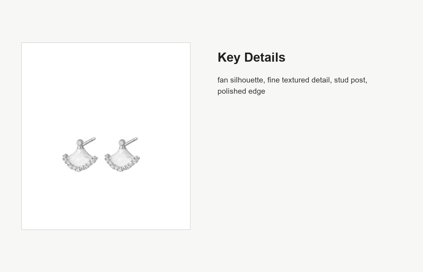 S999 Silver Fan Shape Stud Earrings for Women, Modern Chinese Style detail image