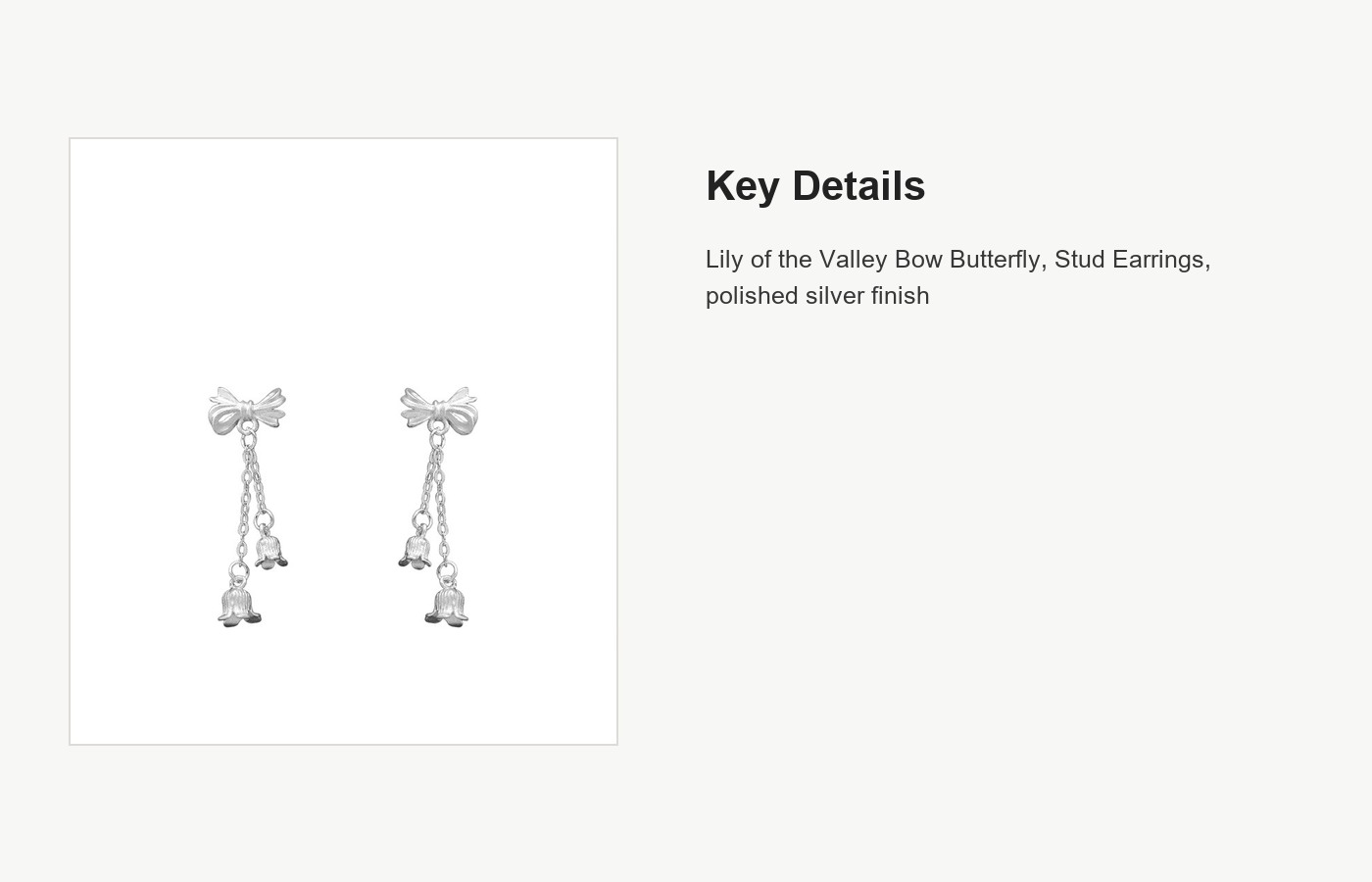 S999 Silver Lily of the Valley Bow Butterfly Stud Earrings for Women detail image