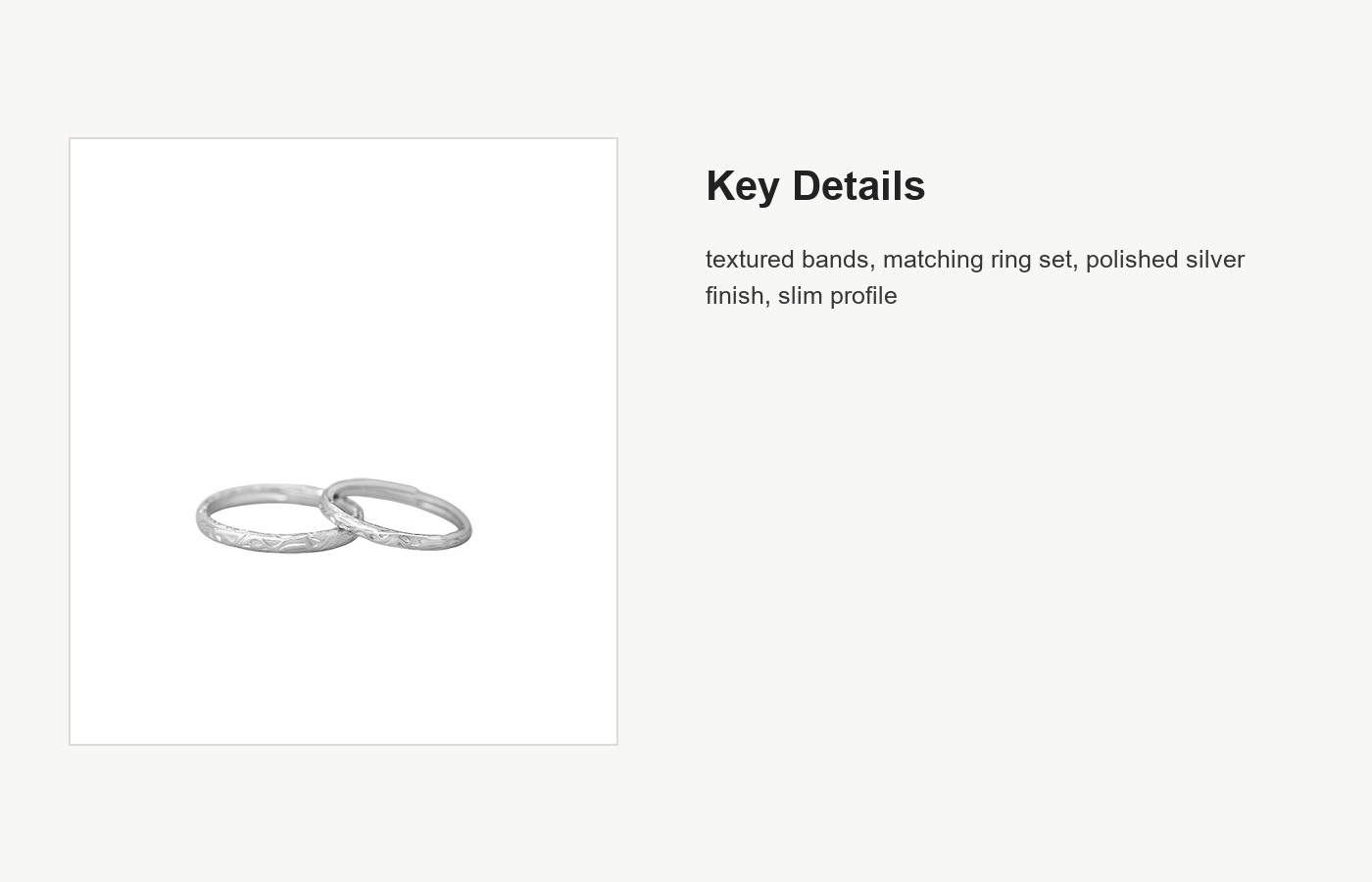 S999 Silver Candy Wrapper Texture Couple Ring Set detail image