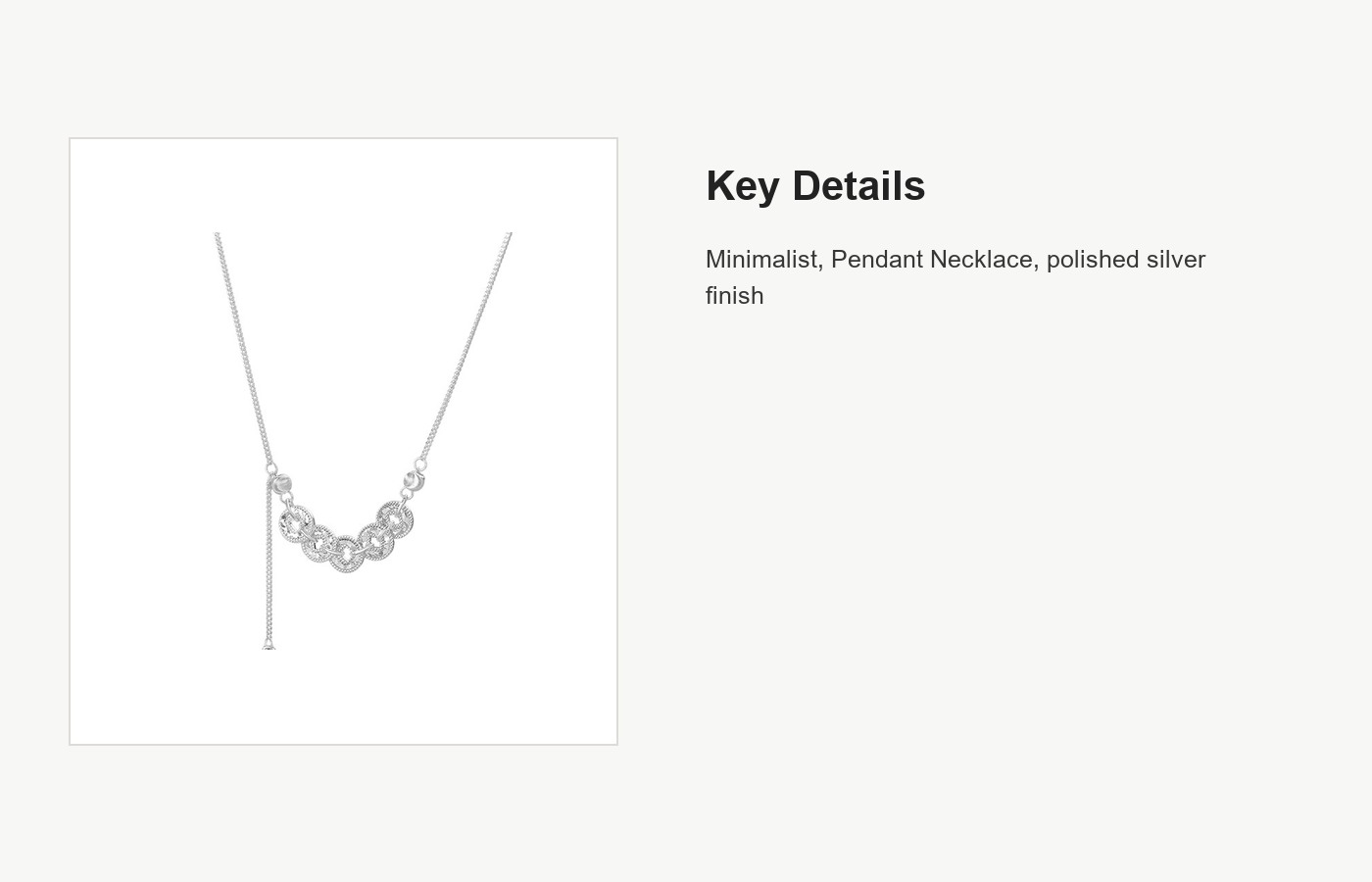 S999 Silver Minimalist Pendant Necklace detail image